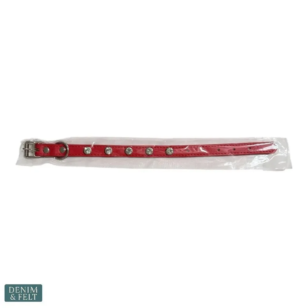 NEW Red Rhinestone Dog‎ Collar 12” Adjustable Small Pet Collar Bling